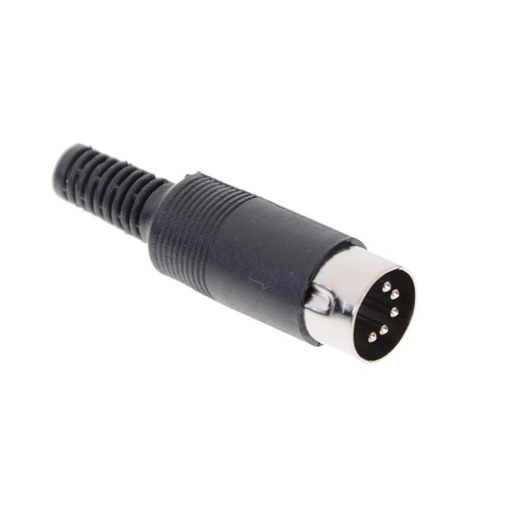 5pcs/lot DIN Male Plug Cable Connector 5 Pin with Plastic Handle Black Color Wholesale