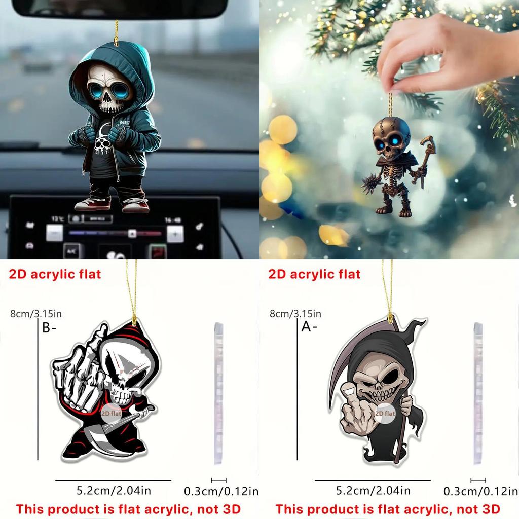 Skull Halloween Themed Pattern Acrylic Pendant For Holiday Props Decoration