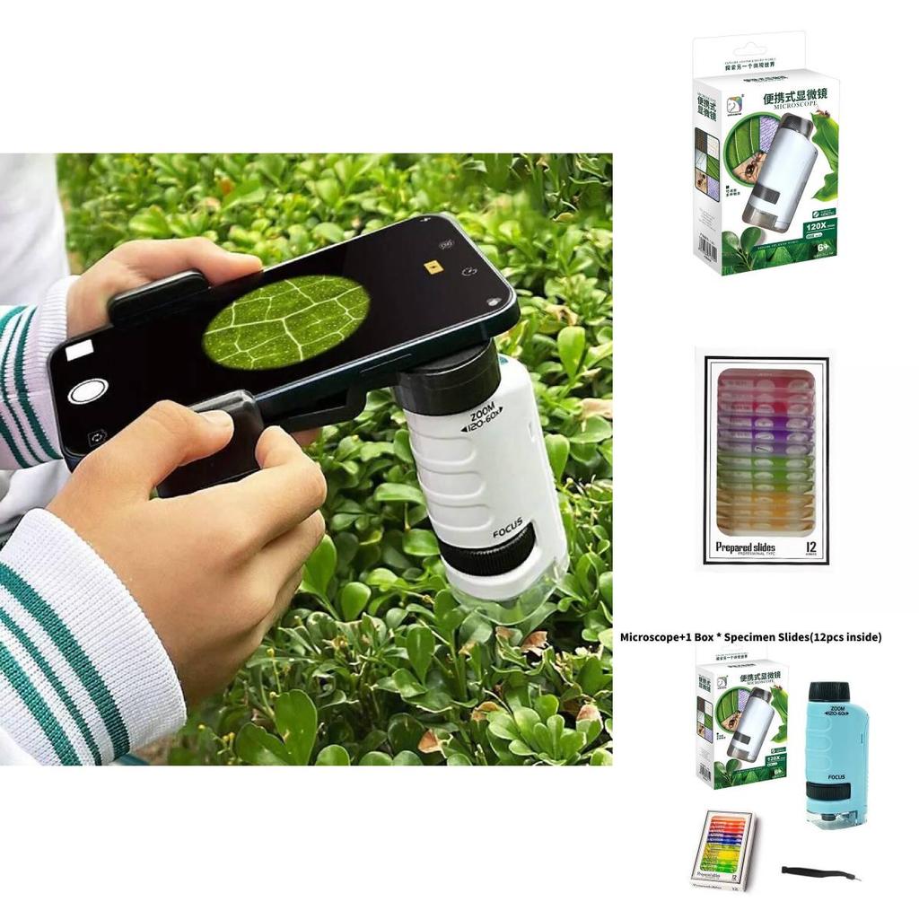 Microscópio Óptico Portátil de Alta Definição Kit Científico Educacional Para Crianças