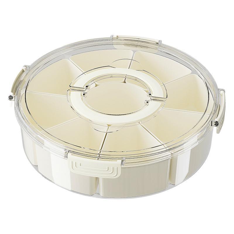 9-Compartment Spice Storage Box with Handle, Multi-use Dried Fruit Tray, Fridge Organizer, Airtight Fresh-Keeping Container