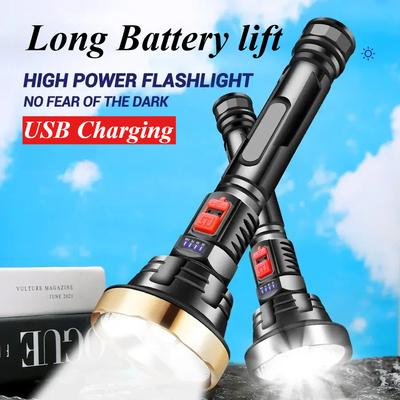 High Power Rechargeable Led Flashlight Led Work Light Ultra Powerful Flashlight Lanterna Lamp Flashlights Portable Torch Flash