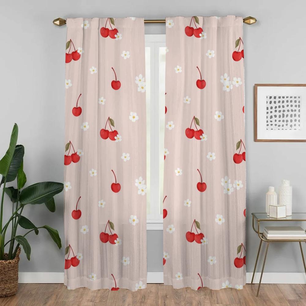 Pink Tea Party Curtains for Living Room Curtain for Room 2 Panel Partition Home Interior Curtains Halloween Decoration Shades
