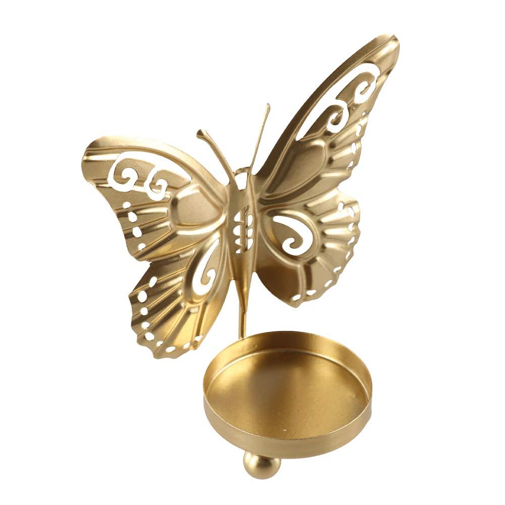 Elegant Butterfly Candlestick Ornaments Electroplated Iron Candle Stand  Table