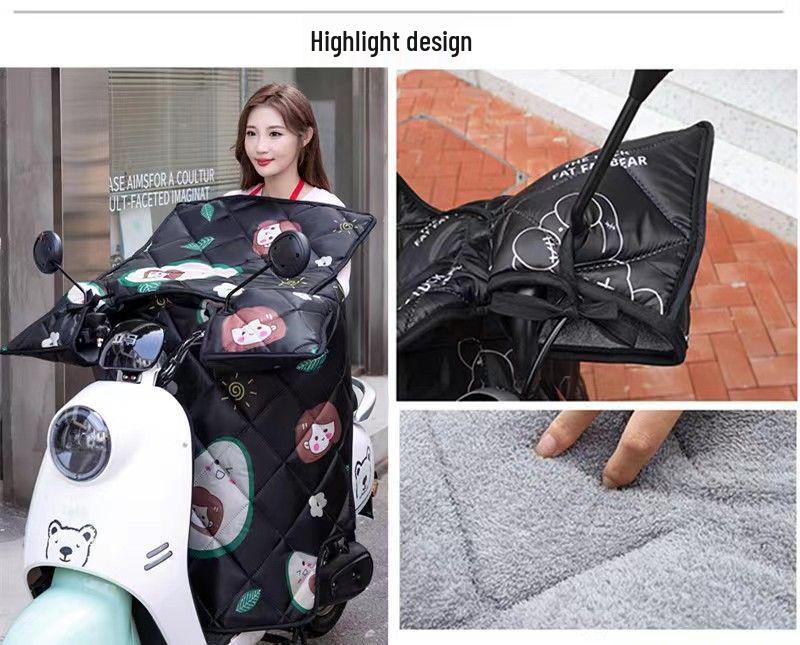 Thickened Waterproof Fleece-lined Windshield for Electric Vehicles - Cold-Proof Cover for Spring, Autumn, and Winter