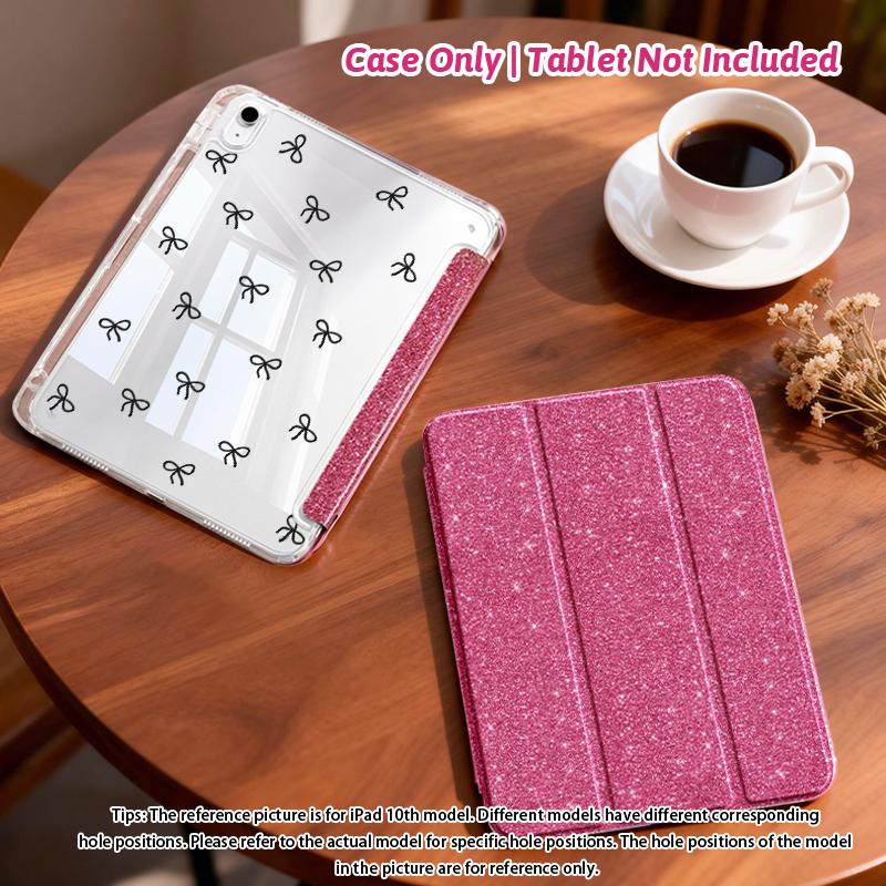 Single-pack Transparent Acrylic Tri-fold Sequined Tablet Case,For IPad Mini 6/7/9.7/10.2/10.5/Air 4/Air 5/10.9/Pro 11/10th A16