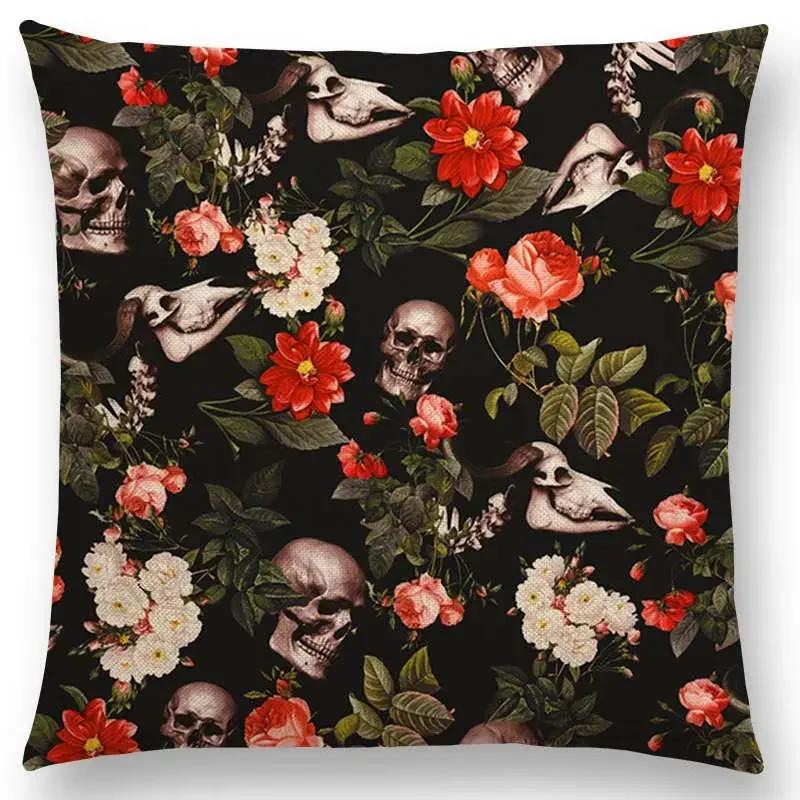 Latest Gorgeous Death Beautiful Skull Floral Garden Colorful Flower God Meaning of Life Cushion Cover Car Sofa Throw Pillow Case