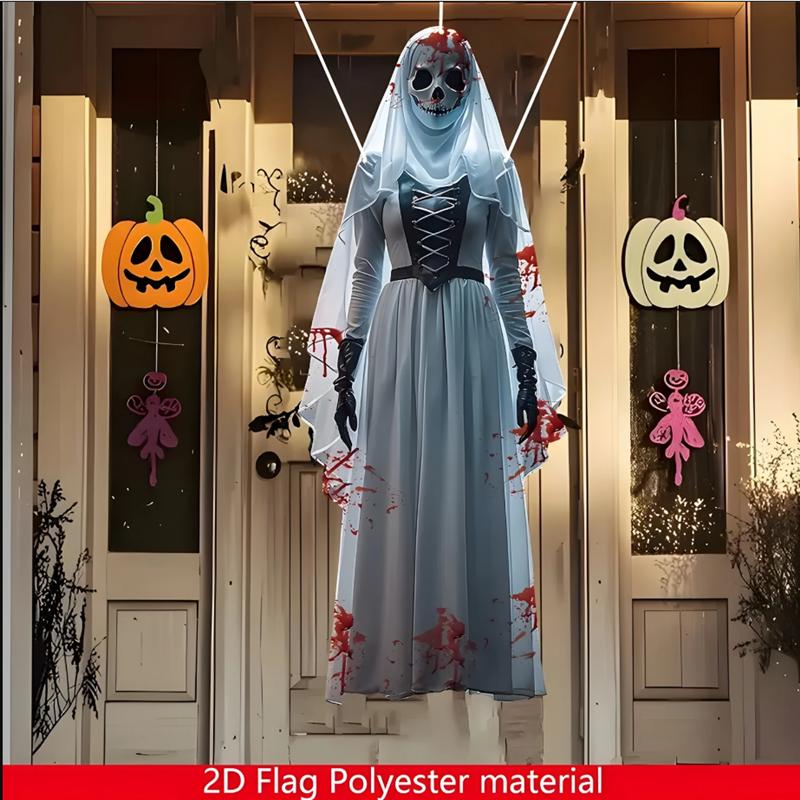 2D Halloweenský Horor Lebka Nevěsta Pozadí Látka Halloweenská Hororová Atmosféra Strašidelný Dům Vnitřní a Venkovní Dekorace Potřeby