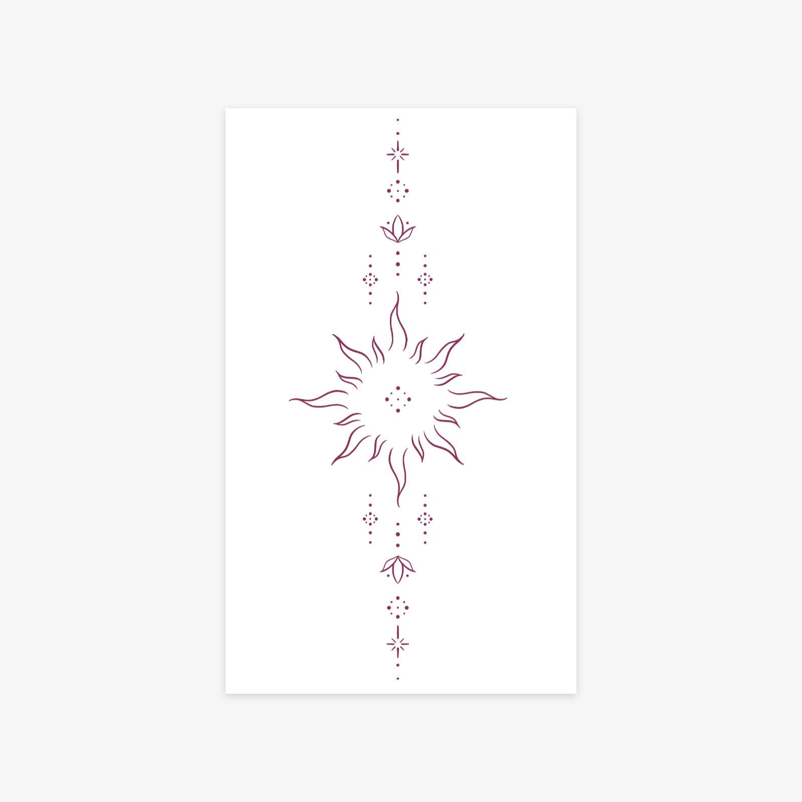 Simple Niche Tattoo Sticker Waterproof Women S Long-Lasting Line Sun Pendant Line Tattoo Sticker 9*15