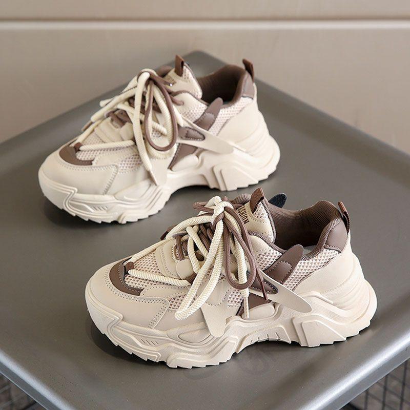 New dad shoes women's spring and summer new mesh breathable thick sole heightening super fire fried street leisure transportation