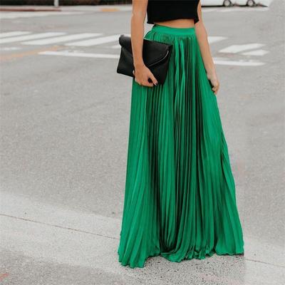 İlkbahar Yeni Düz A Kesim Günlük Bol Etekler Kadın Vintage Slim Fit Pileli Yazlık Uzun Etek Kadın Yüksek Bel Moda Basit Kadın Eteği 26387