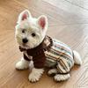Warm Dog Jumpsuit With Navy Collar Small Breeds Winter Pet Clothing Soft Fleece Four-Legged Outfit