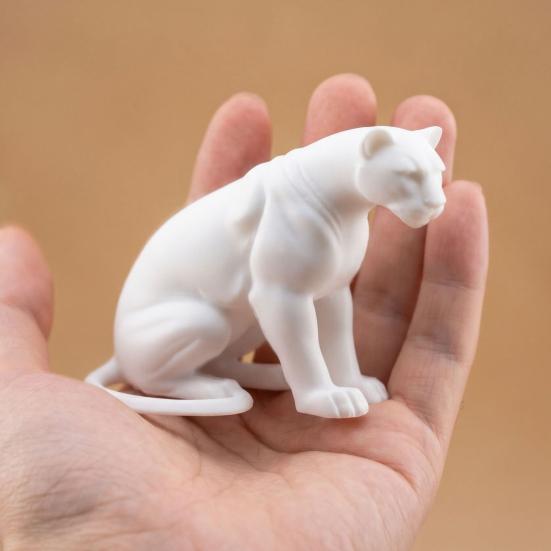 Panther Figurine 3D Printed Black White Wildlife Figure Collectible Animal Sculpture for Home Office Desk Decor