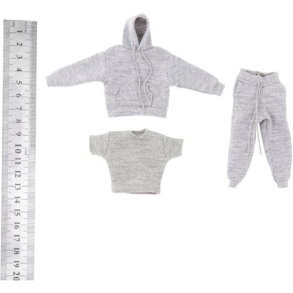 Yiju 3X 1:12 Man's Sweatshirt Outfit,1/12 Scale Figure Doll Clothes,Pants+Hoody Outfit Costume for 6 Inch Action Figure Clothes Toy