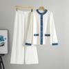 Women's Autumn Winter Knitted Denim Sweater & Wide Leg Pants Set