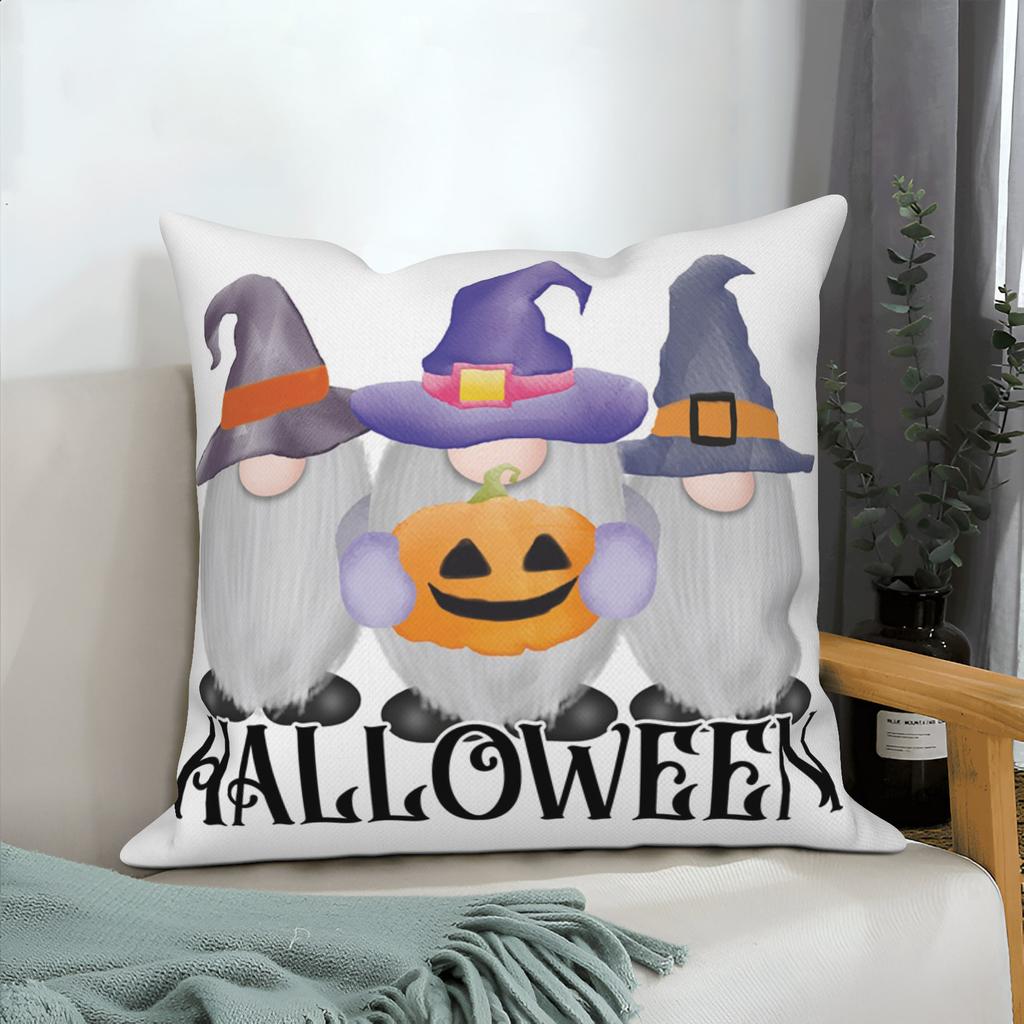 Halloween Throw Pillow Covers Pumpkin Ghost Witchy Linen Sofa Bed Pillowcase Square Cushion Cover Spooky Halloween Party Decor
