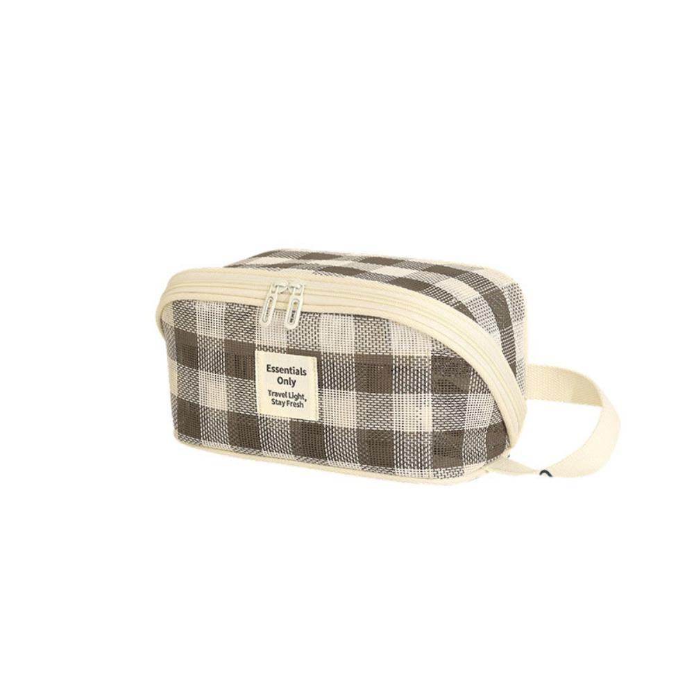 Lightweight Mesh Makeup Bag Zipper Large Capacity Transparent Mesh Cosmetic Bag Handheld Square Toiletry Storage Bag