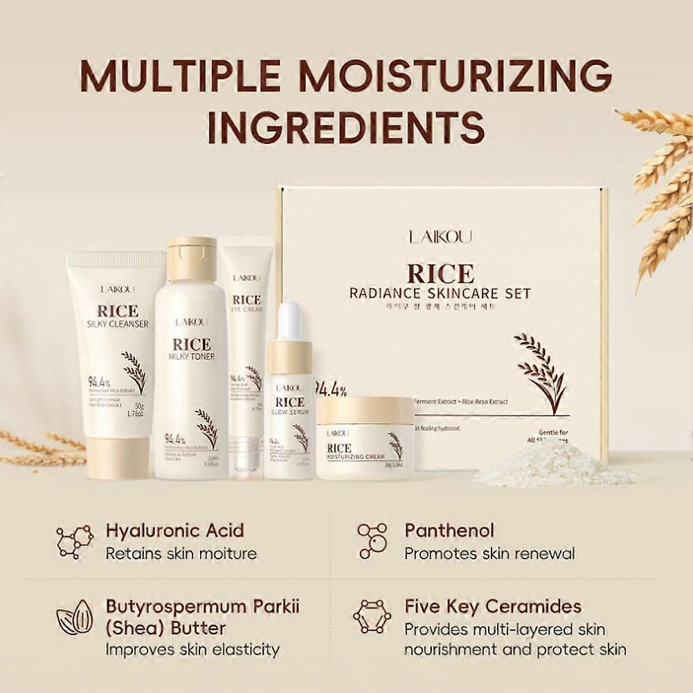 Rice Skincare Set Anti Aging Remove Wrinkle Fine Line Glowing Skin Firming Care