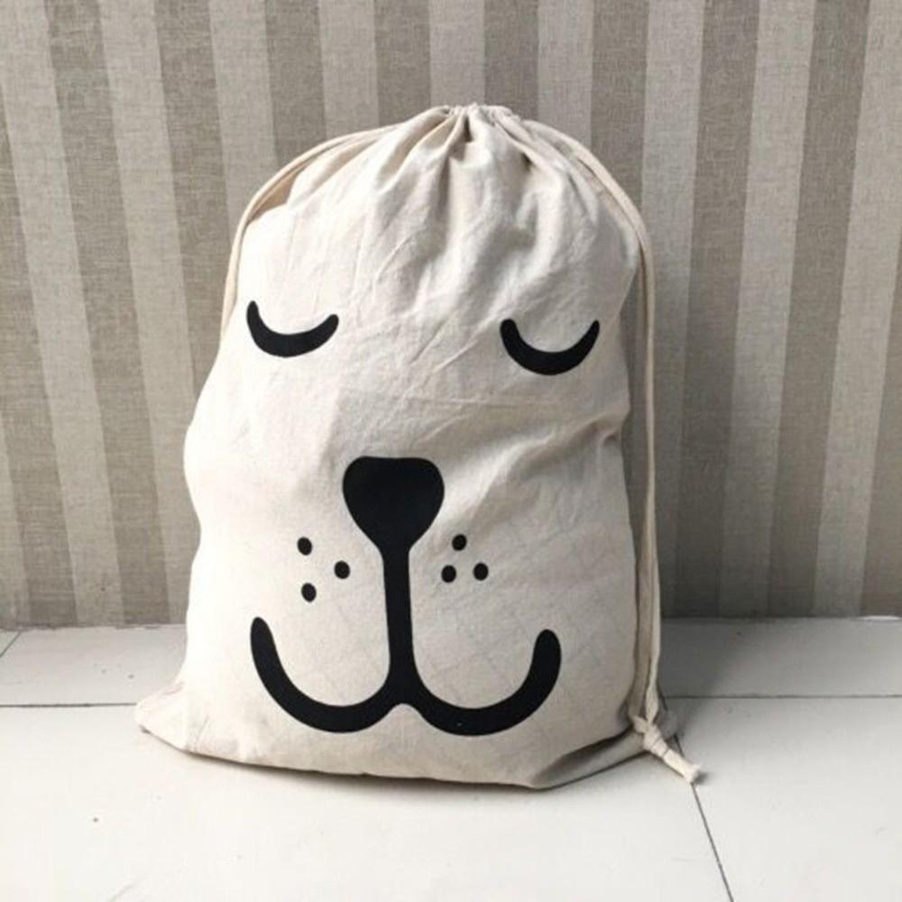 Printing Fabric Laundry Bag Cotton and Linen Drawstring Duffle Bag Durable Storage Bag