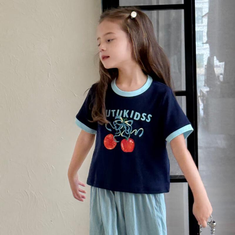 Tutu Xiaoxiang Girls' Short Sleeve Cotton T-Shirt