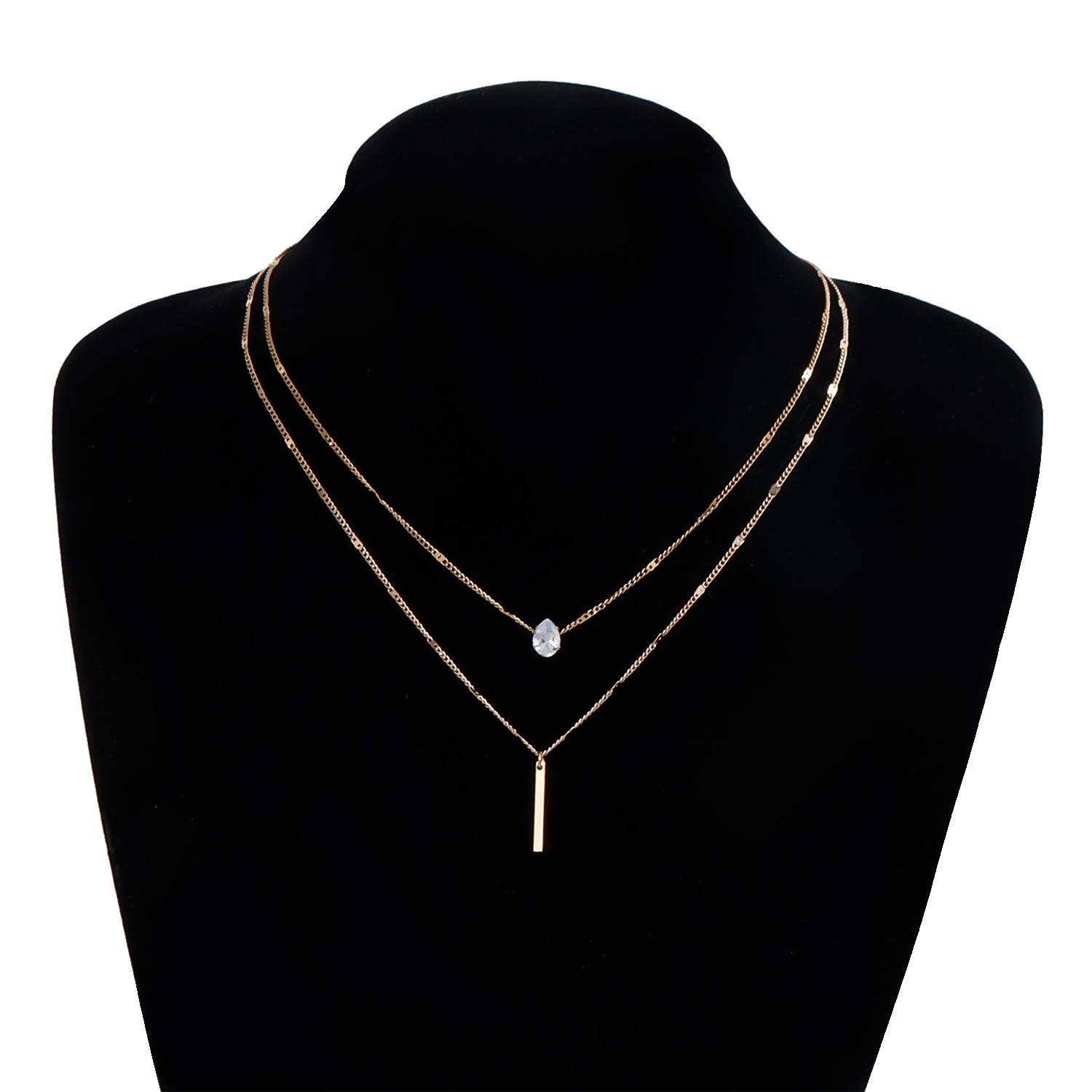 

Аксессуары, Кулон-палочка с круглым цирконом и бахромой, Двойное ожерелье, Женственный минималистичный темперамент, Ретро тонкая цепочка для ключицы