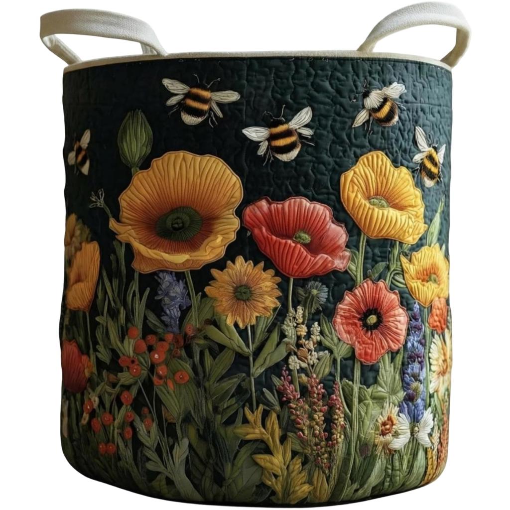 Large Quilted Laundry Storage Basket 51x71cm Durable Fabric Organizer with Handles for Clothes Toys and Household Items