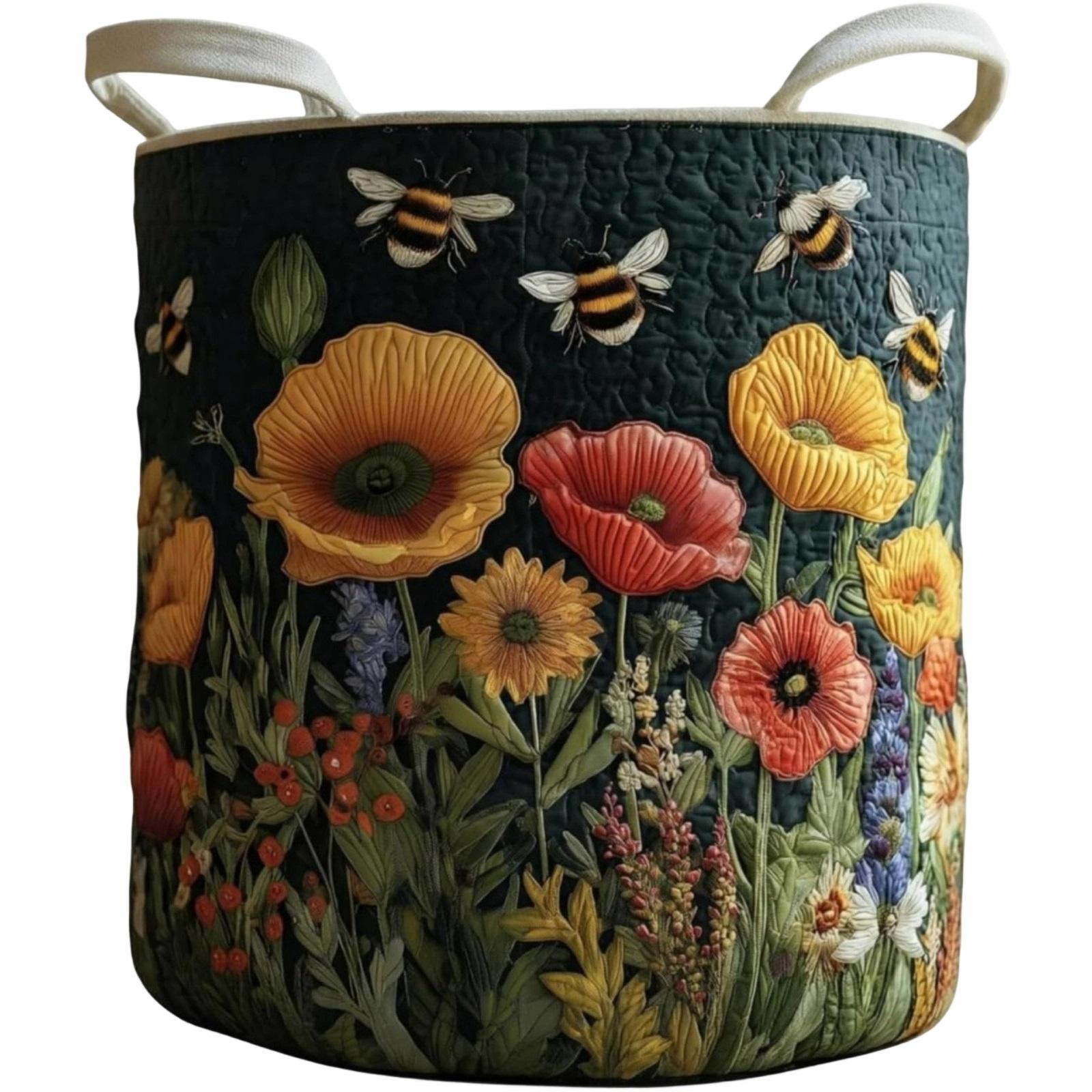 

Quilted Laundry Storage Basket Medium Size 41x56cm Durable Fabric Handles Reinforced Stitching for Household Organization and Storage One Size