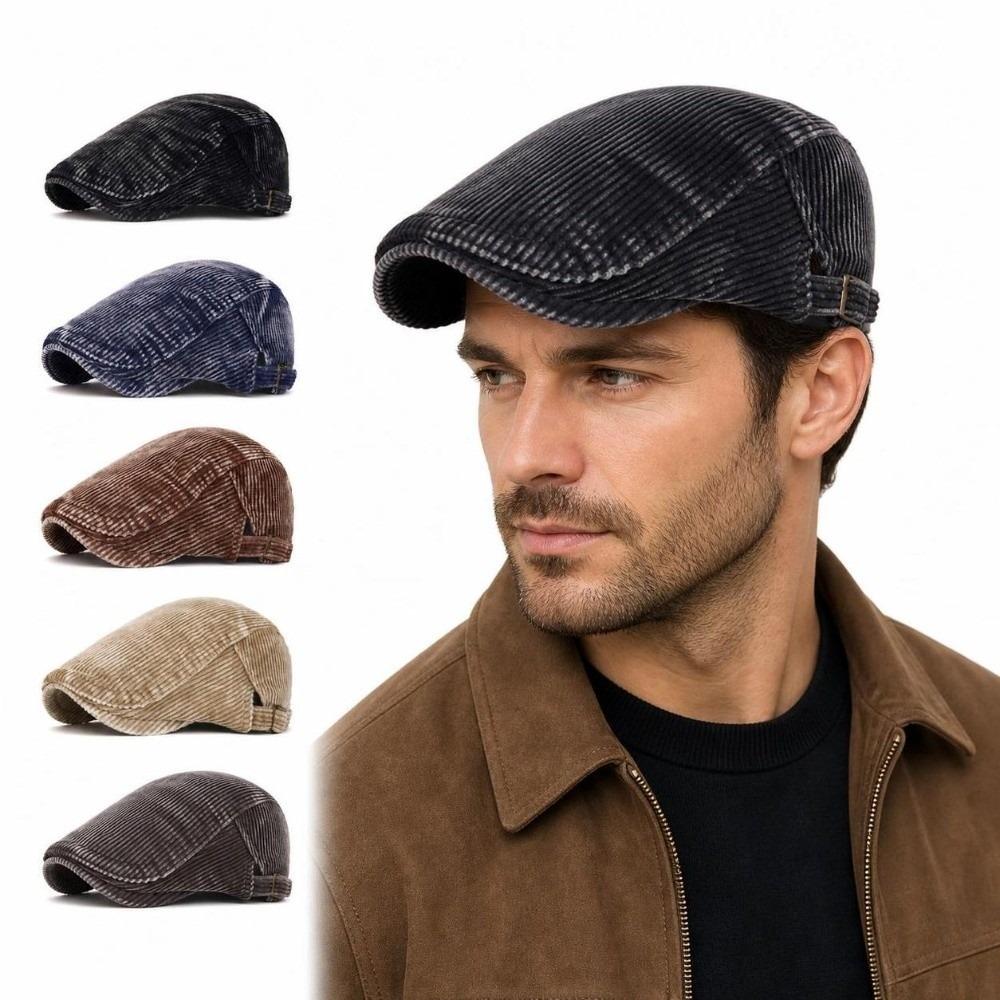 Adjustable Corduroy Flat Cap British Style Driving Cap Vintage Gatsby Beret Cap  Driving Use
