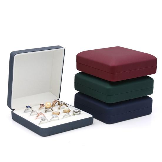 Portable Jewelry Storage Box Luxury Faux Leather Velvet Lining Solid Color Large Capacity Ear Studs Finger Ring Organizer Holder Container Case