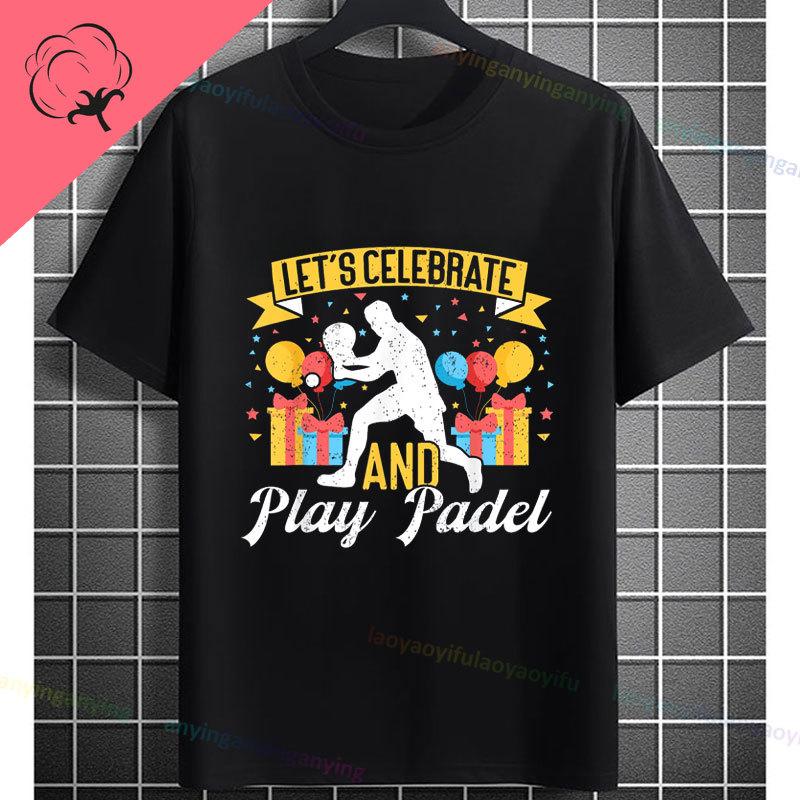 Unisex Funny Padel Tennis Graphic TShirt Black with White Padel Racket Ball Design Pure Cotton Casual Short Sleeve Tshirt
