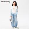 BARRY BANNY Girls' Cooling Faux Two-Piece Mesh Sleeve T-Shirt