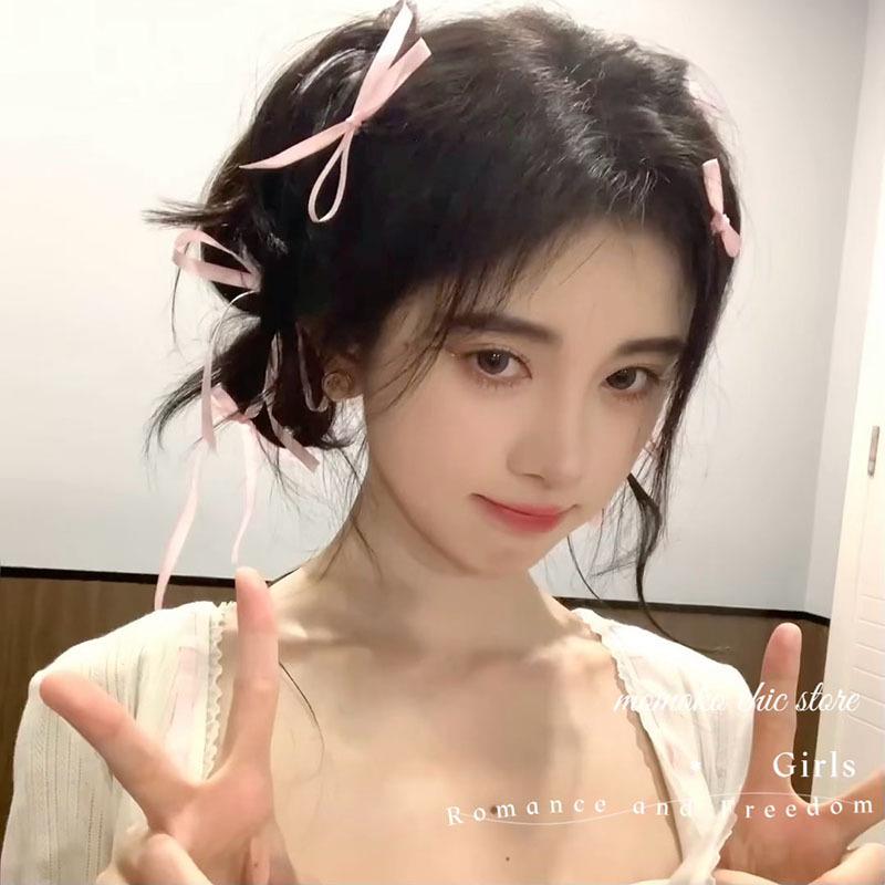 Ju Jingyi Style Ballet Bow Hair Clip Set: Ribbon Duckbill Clips for Girls' Braided Hair Accessories