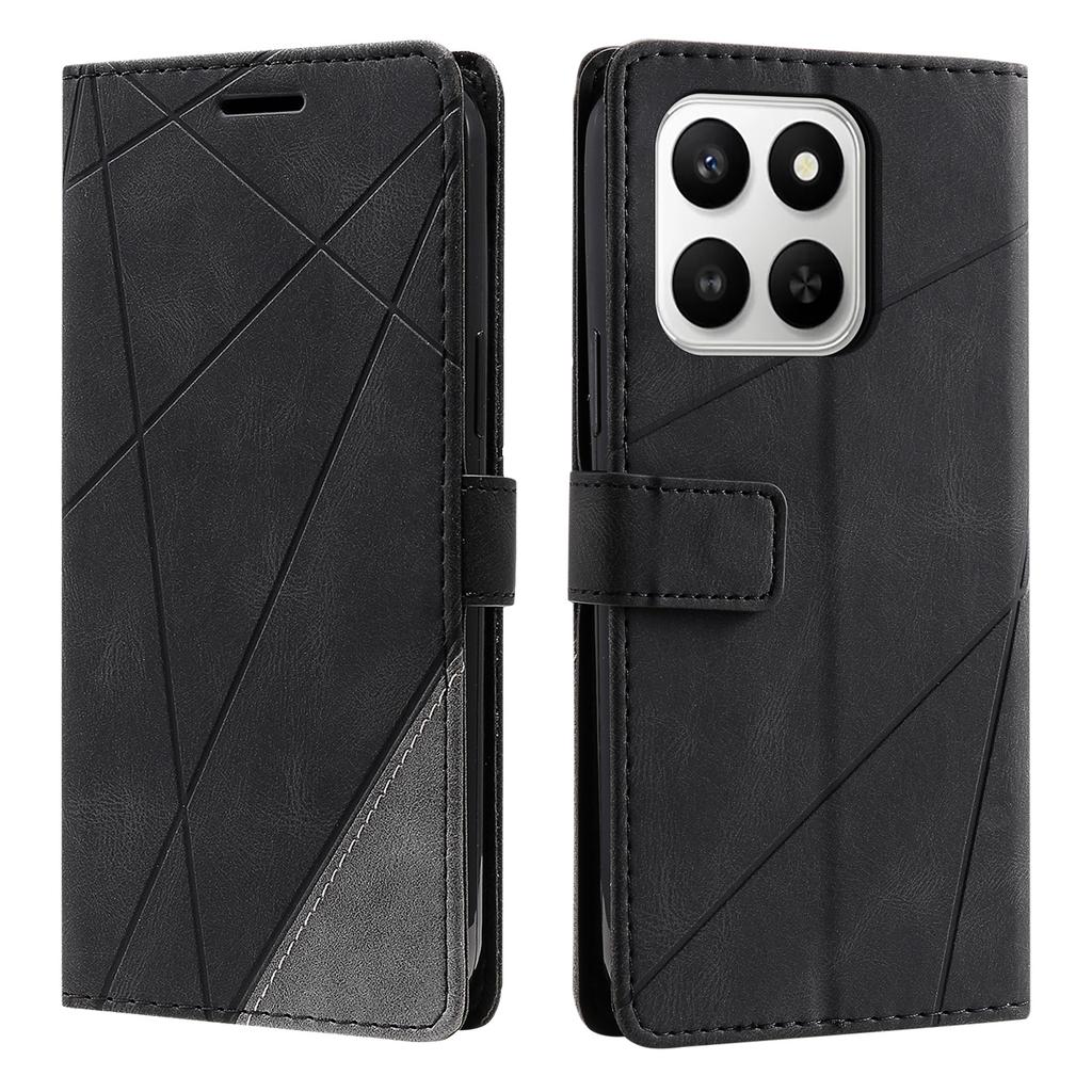 Leather Case for Honor 400 Smart 5G/4G/X7d 4G/5G Imprinted Lines Splicing Wallet Phone Cover