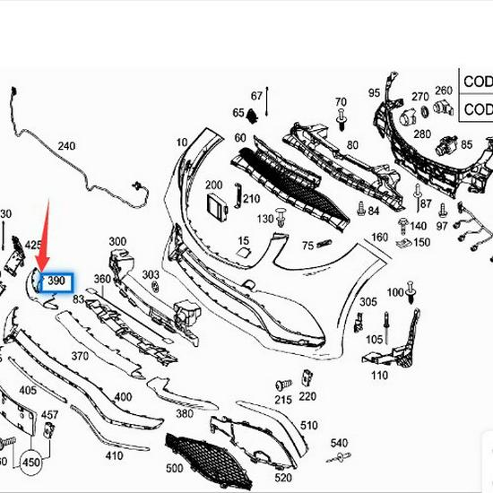 Mercedes-Benz GLE W292 Front Bumper Trim in Matte Finish