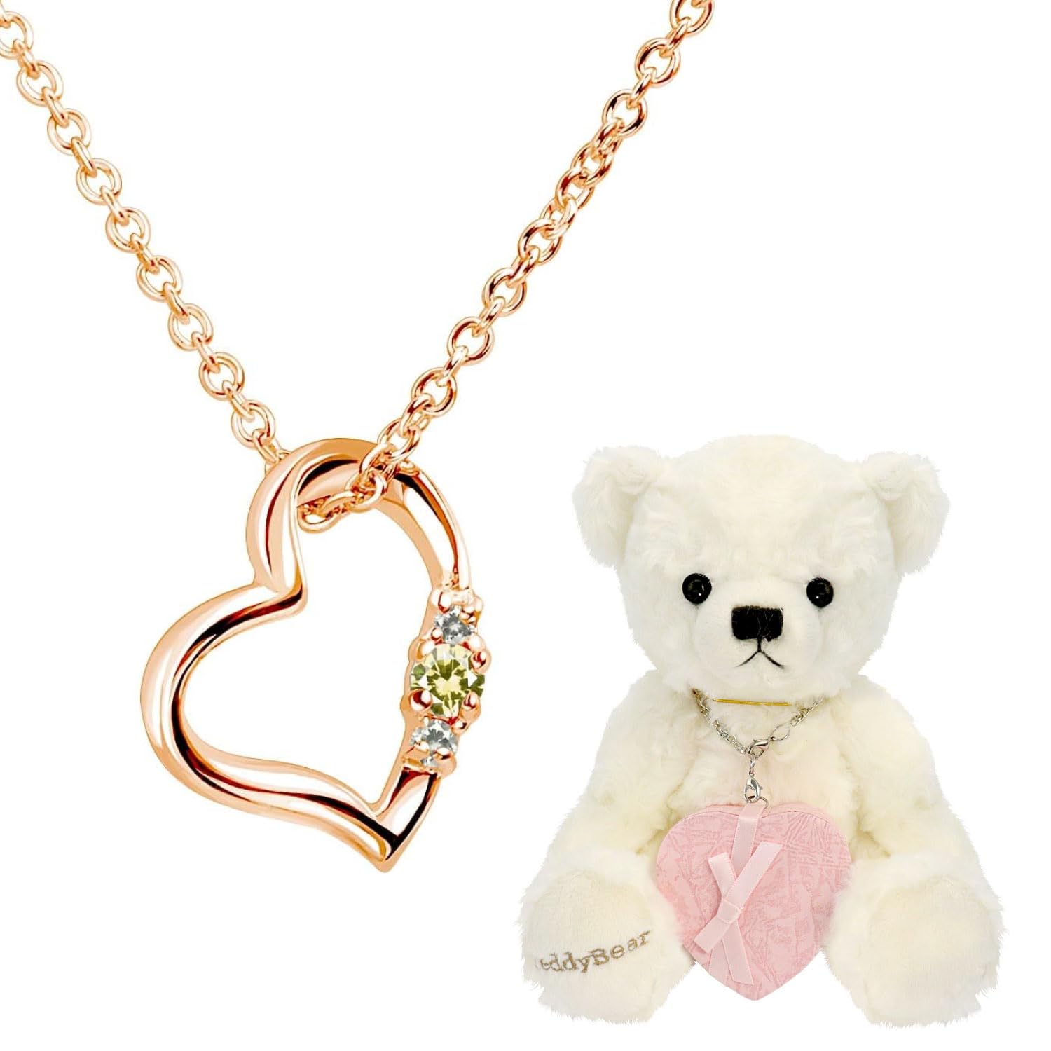 

Natural Diamond Love Heart Necklace Pink Color August Peridot Pearl White Bear [Sears] Women s 1491p-tdt-01-w8