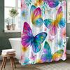 1 pc Colorful Flowers and Butterflies Print Shower Curtains With Hooks Bathroom Curtain Home Decoration Curtain Machine Washable