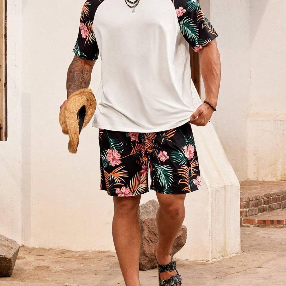 Men s Summer Sports Plus Size 2-piece Set Creative Fun Design Comfortable Loose Breathable Fashionable Colorful 3D Print Sports Wear S