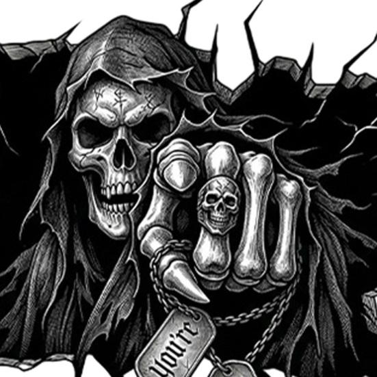 Dark Gothic Home Decor Grim Reaper Wall Sticker, 3D Breaking Through Art Decal, Window Display Decal Scary Skull Mural for Bar Pub Halloween