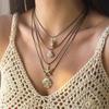 Elegant Pearls Starfish Conch Shell Pendant Necklace for Women Bohemian Wax Rope Braided Necklace Summer Beach Vacation Jewelry