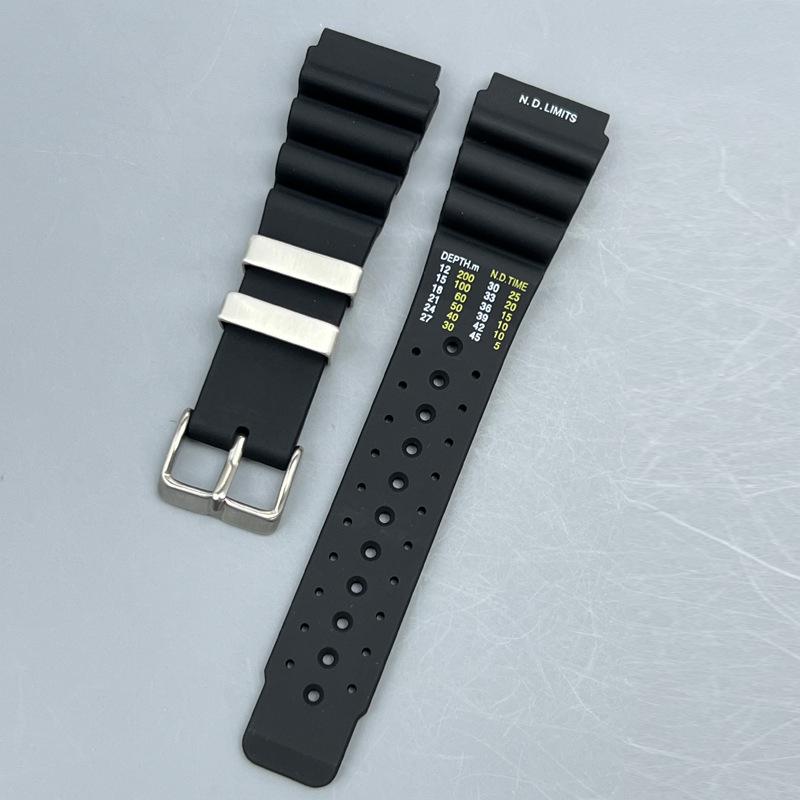 Seiko Diver ND-Compatible Black Rubber Silicone Watch Strap (20/22/24mm)