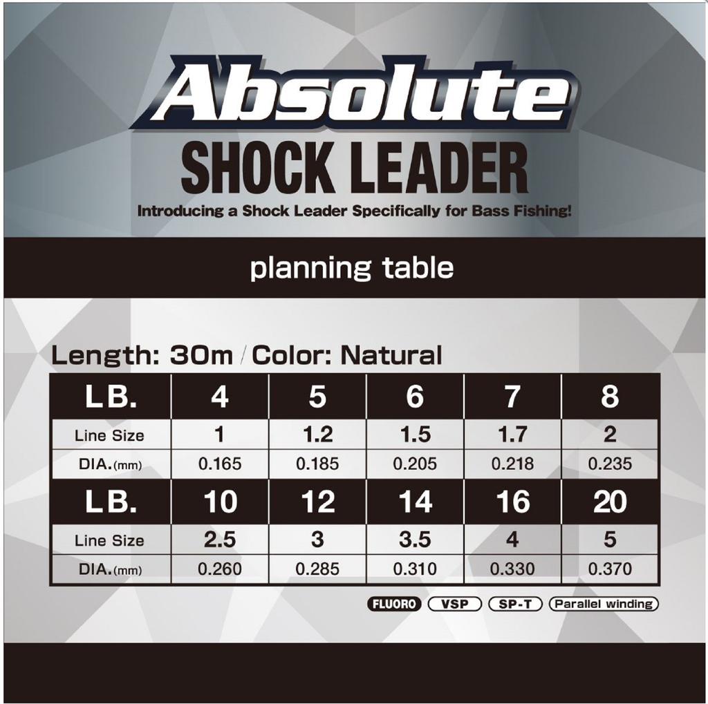 Varivas Fluorocarbon Absolute VSP Shock Leader Line 30m 4lb (0228)