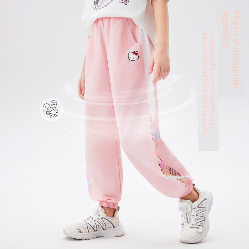 Hello Kitty Girls' Anti-Mosquito Pants Summer 2024 New Lightweight Loose Casual Pants Children's Summer Long Pants