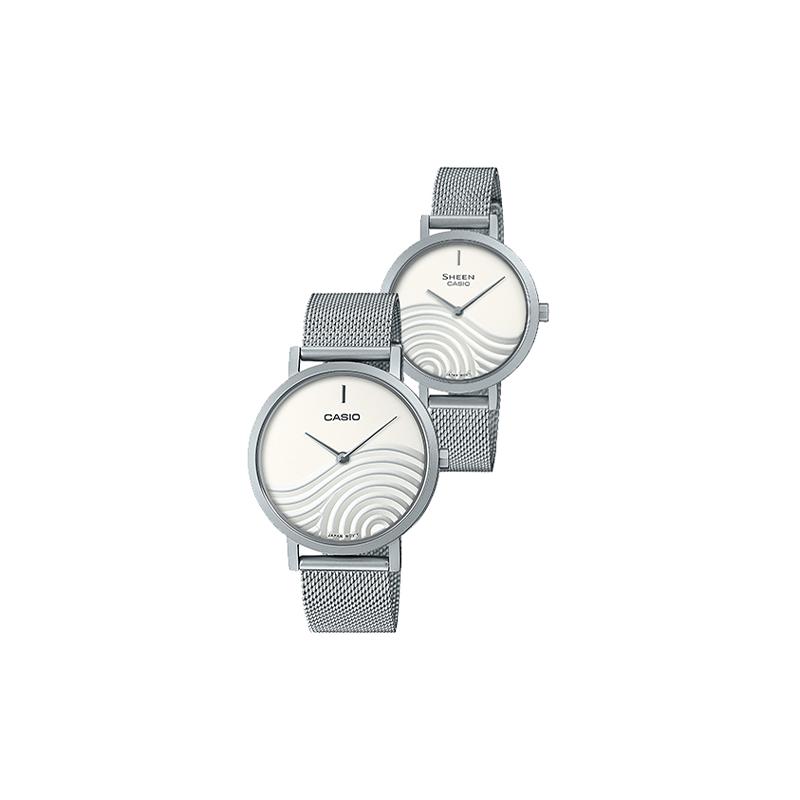 

Casio Japanese garden theme 3D relief double needle ultra-thin quartz movement Japanese and Korean watch men and women same style JLV-C120M-7AUPFK срібний