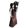 Girl Horse Figurine Resin Angle Pony Statue Sculpture Home Office