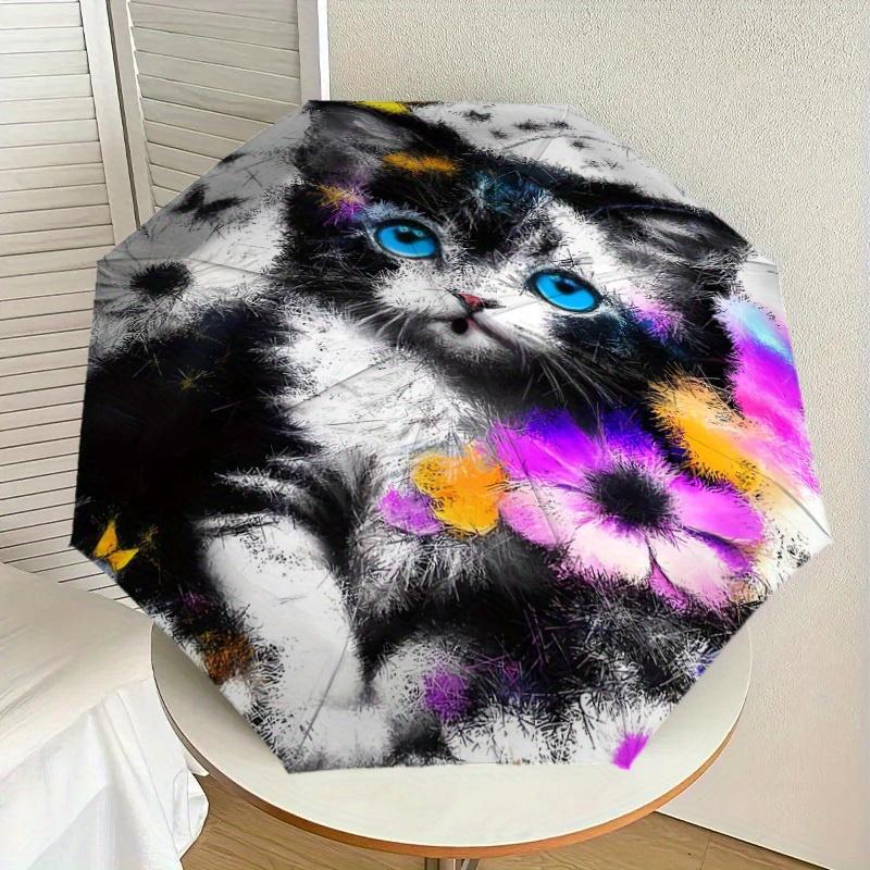 1pc Floral Kitten Print Umbrella , Multi-functional Umbrellafor Men & Women, Valentine s Day Gift0817025