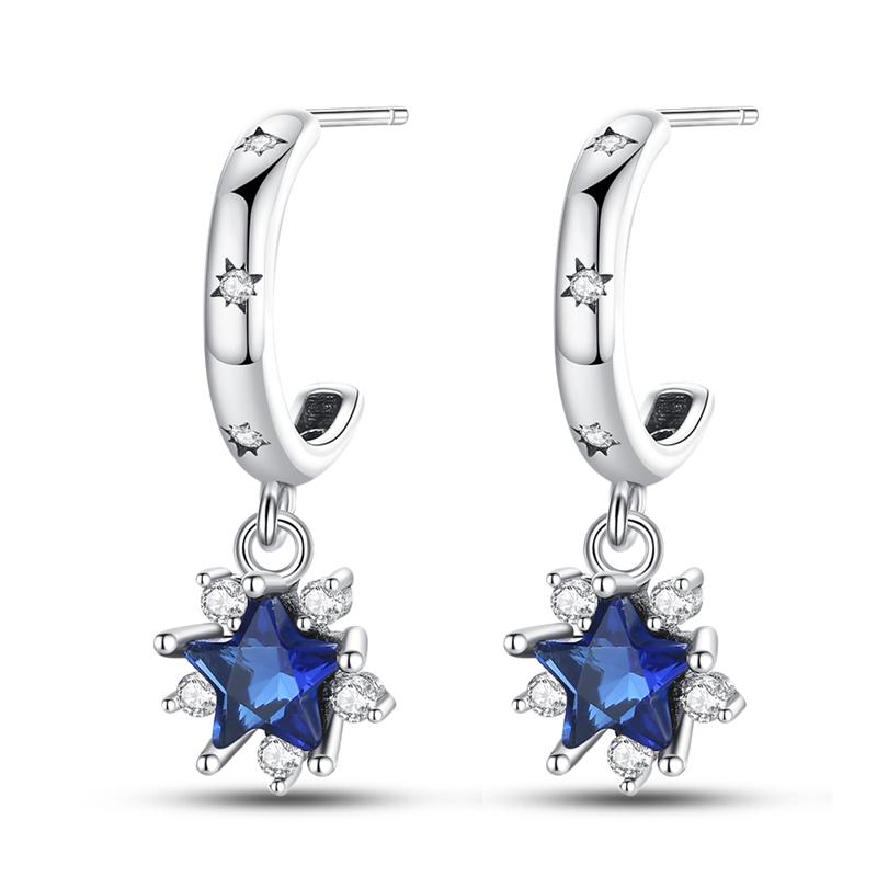 925 Silver Mysterious Star Moon Earrings Jewelry Versatile Hoop Earrings For Women Jewelry Birthday Party Fine Gifts