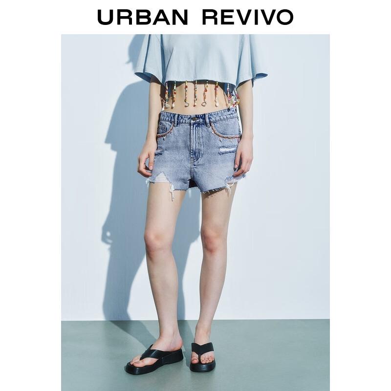 UR 2025 Women s Retro Frayed Shell Denim Shorts 26
