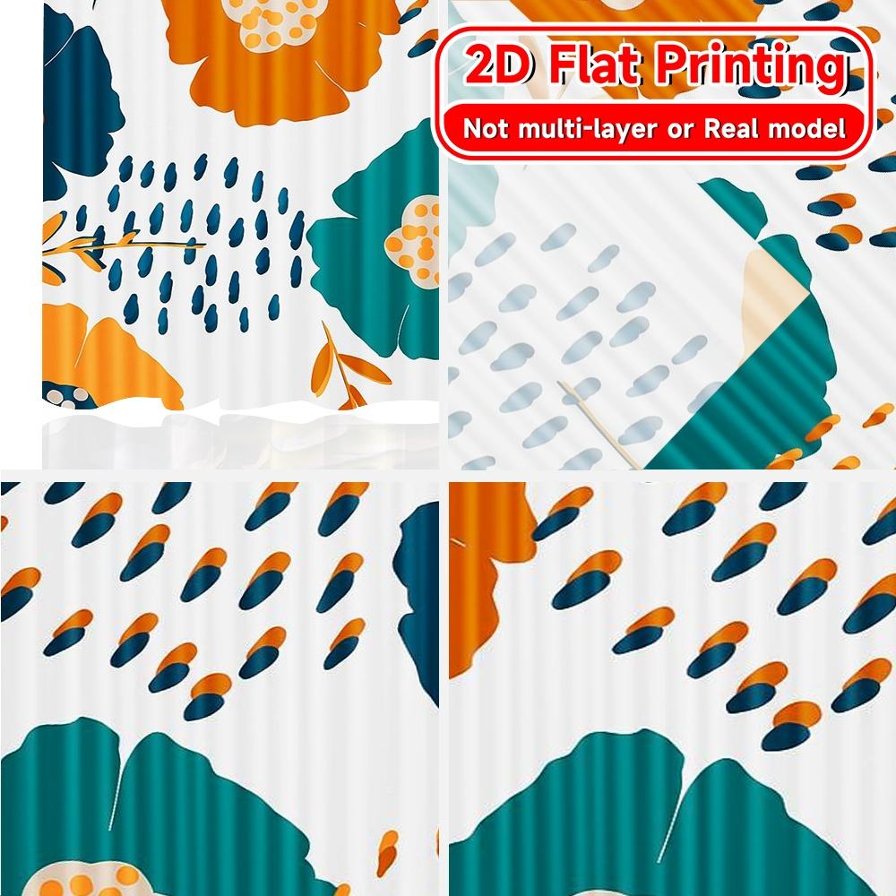 2pcs, 2D FLAT PRINTING Curtains (Without Rod) Floral Harmony(1) Holiday Halloween Christmas Printed Curtains Durable Polyester