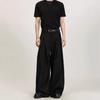 Black High-end A-shaped Three-dimensional Pleated Trousers Men's Trend Casual Commuting Loose and Versatile Straight Wide-leg Trousers