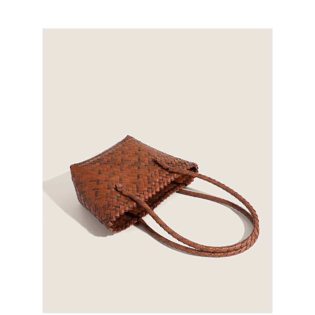 

Женская цветная полосатая летняя пляжная сумка-тоут ручной вязки 30x20 cm