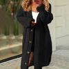 Women Stylish Autumn Winter Mid Length Relaxed Fit Cardigan Sweater Jacket Buttons Closure Streetwear Clothes